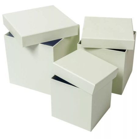 Papirdoboz kocka - Fehér - 16 cm, 14 cm, 12 cm - 3 db-os szett