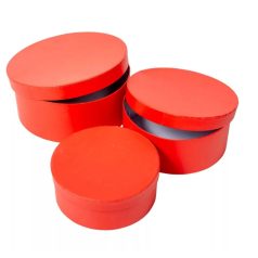 Díszdoboz kerek piros - 3 db-os szett