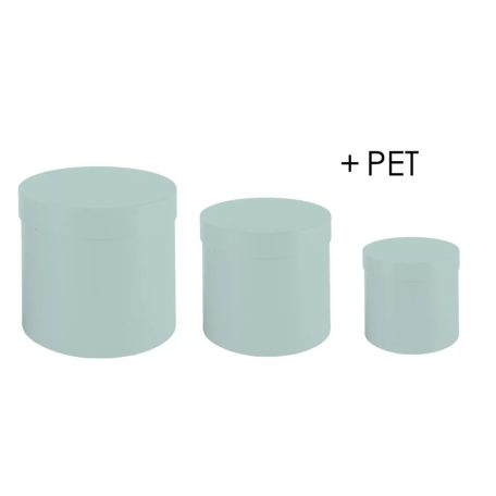 Papírdoboz kerek - Zöld - 20 cm, 17 cm, 15  cm - 3 db-os szett