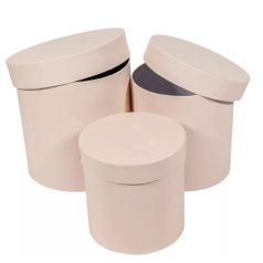   Papírdoboz kerek - Rózsaszín - 3 db-os szett - 20 cm, 17 cm, 15 cm