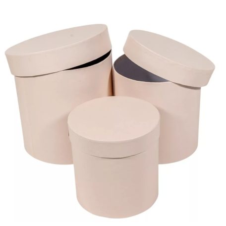 Papírdoboz kerek - Rózsaszín - 3 db-os szett - 20 cm, 17 cm, 15 cm