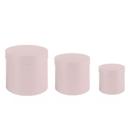Papírdoboz kerek - Rózsaszín - 3 db-os szett - 20 cm, 17 cm, 15 cm