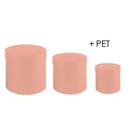 Papírdoboz kerek - Púder - 20 cm, 17 cm, 15 cm - 3 db-os szett