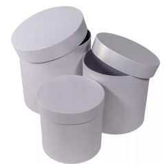   Papírdoboz kerek - Gyöngyház fehér - 3 db-os szett - 20 cm, 17 cm, 15 cm