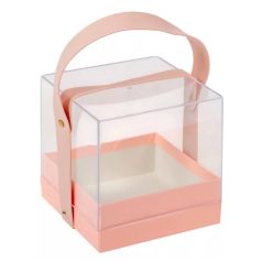 Ajándékdoboz plexi - Rózsaszín - 14x14 cm