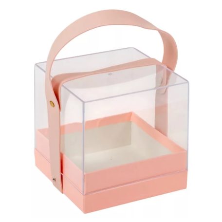 Ajándékdoboz plexi - Rózsaszín - 14x14 cm