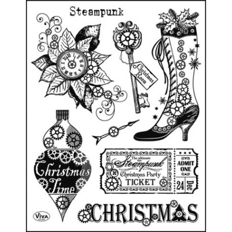 Szilikonbélyegző  - Steampunk Karácsony - 14x18 cm