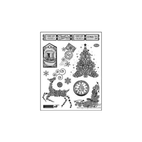 Szilikonbélyegző - Karácsony, steampunk - 14x18 cm