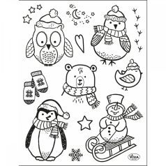 Szilikon bélyegző - Little Winter Friends - 14x18 cm