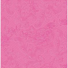   PPD Lace Embossed rózsaszín dombornyomott papírszalvéta 25x25cm - 15db-os