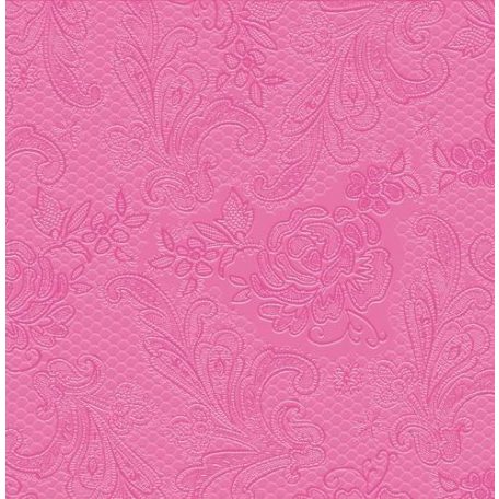 PPD Lace Embossed rózsaszín dombornyomott papírszalvéta 25x25cm - 15db-os
