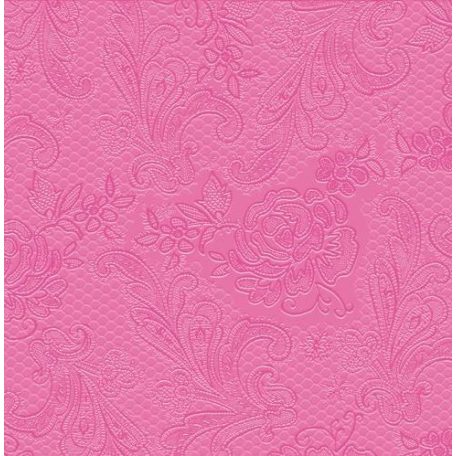 PPD Lace Embossed rózsaszín dombornyomott papírszalvéta 25x25cm - 15db-os