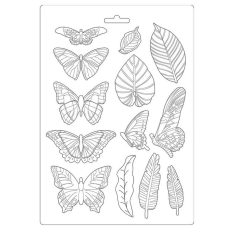   Lágy PVC öntőforma - A4 - Amazónia levelek és lepkék - K3PTA489