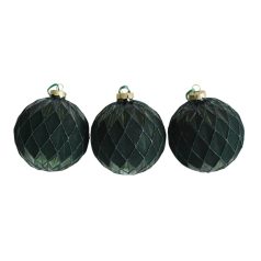 Zöld üveg karácsonyi gömbök - 10 cm - 3 db/csomag