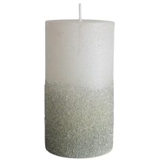 Fehér gyertya csillámmal - 13 cm