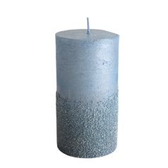 Halványkék gyertya csillámmal - 13 cm
