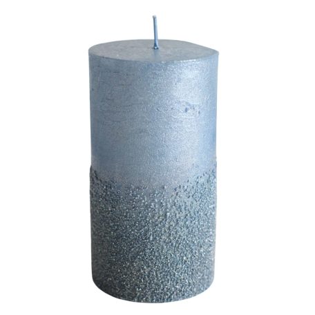 Halványkék gyertya csillámmal - 13 cm