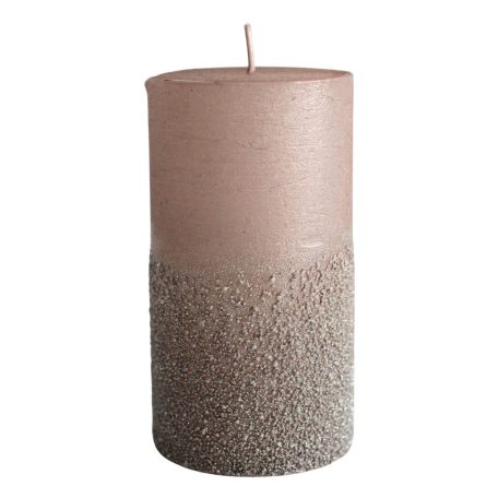 Rózsaszín gyertya csillámmal - 13 cm
