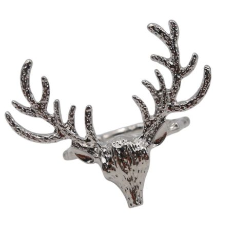 Ezüst karácsonyi szalvétagyűrű - Szarvas - 4 cm