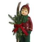 LED-es karácsonyi figura - Fiú sílécekkel - 48 cm 