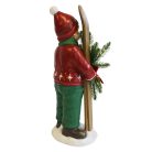 LED-es karácsonyi figura - Fiú sílécekkel - 48 cm 