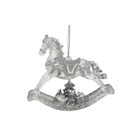 Ezüst karácsonyfadísz hintaló - 10 cm