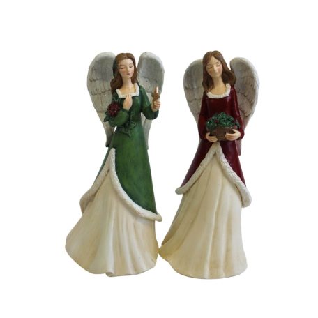 Karácsonyi figura angyal zöld ruhában - 25 cm