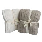 Halványbarna kötött szigetelt takaró - 170x130 cm