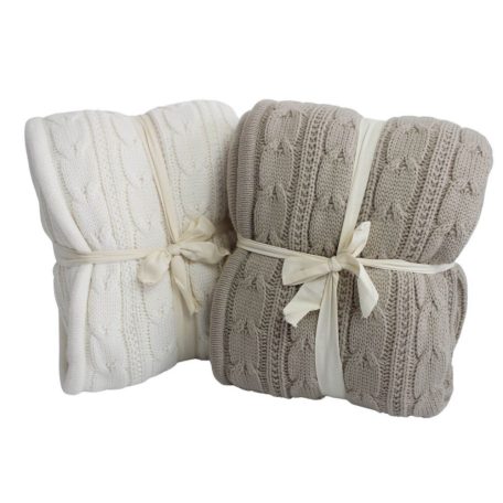 Halványbarna kötött szigetelt takaró - 170x130 cm