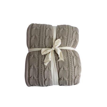 Halványbarna kötött szigetelt takaró - 170x130 cm