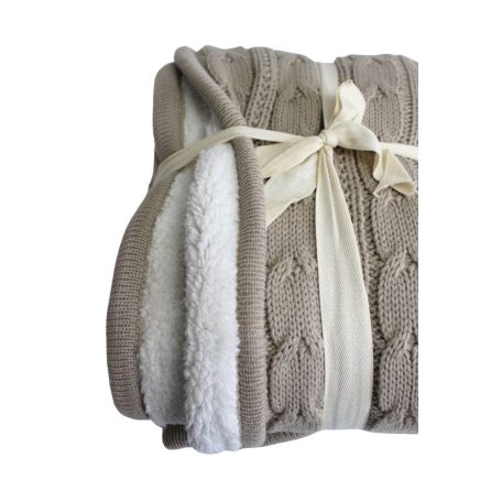 Halványbarna kötött szigetelt takaró - 170x130 cm