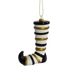 Fekete-arany karácsonyi harisnyadísz - 12 cm