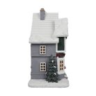 Zenélő világító karácsonyi házikó, LED-es - 21x28 cm 