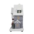 Zenélő világító karácsonyi házikó, LED-es - 21x28 cm 