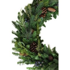 Zöld tűlevelű koszorú tobozokkal - 90 cm