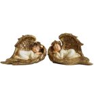 Krém-arany fekvő angyalok LED-es - 2 db-os szett