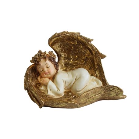 Krém-arany fekvő angyalok LED-es - 2 db-os szett