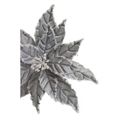 Bársony karácsonyi rózsa - Szürke - 28 cm 