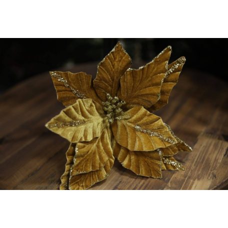 Bársony karácsonyi rózsa - Szürke - 28 cm 