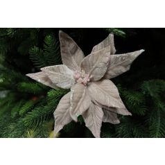 Rózsaszín bársony karácsonyi rózsa - 26 cm 