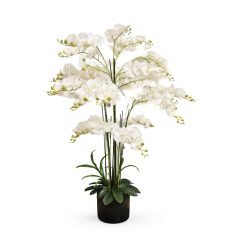 Fehér mű orchidea virágcserépben Real touch - 150 cm