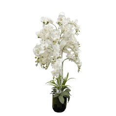 Fehér mű orchidea virágcserépben Real touch - 90 cm