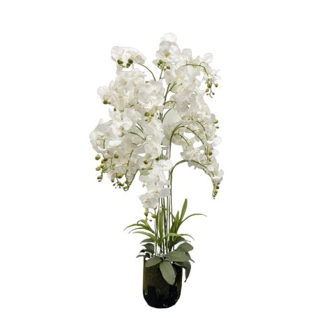 Fehér mű orchidea virágcserépben Real touch - 90 cm