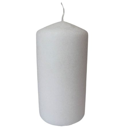 Fehér jeges gyertya - 14 cm