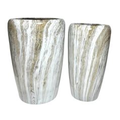 Szürke-fehér kerámia virágcserép - 55 cm, 58 cm