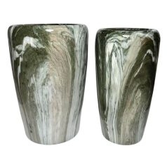 Zöld-fehér kerámia virágcserép - 55 cm, 58 cm  