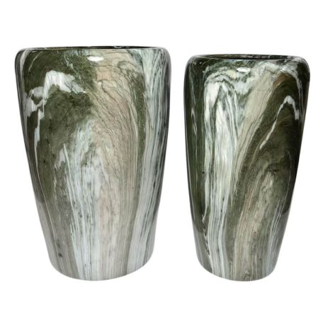 Zöld-fehér kerámia virágcserép - 55 cm, 58 cm  