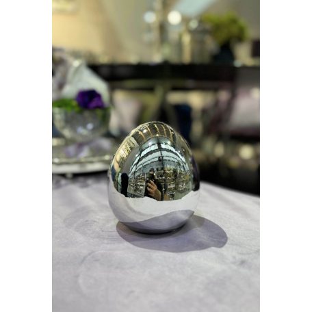 Ezüst porcelán tojás - 10 cm, 16 cm