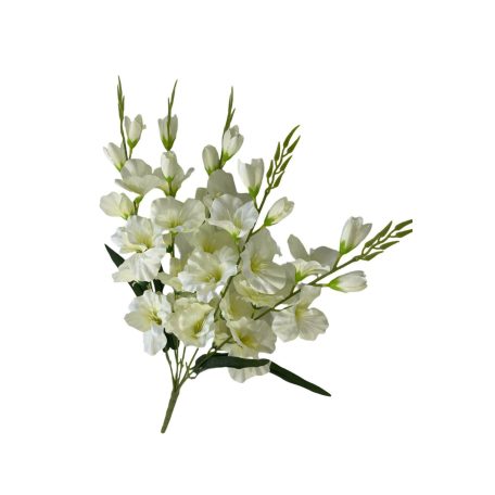 Krémszínű mű kardvirág csokor - 67 cm