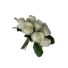 Fehér mű rózsa csokor - 22 cm